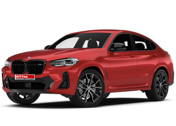 Roter BMW X4 als PKW-Mietwagen der Autovermietung Ritter vor transparentem Hintergrund